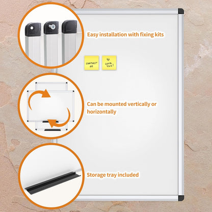 VIZ-PRO Magnetic Dry Erase Board, 24 X 18 Inches, Silver Aluminium Frame