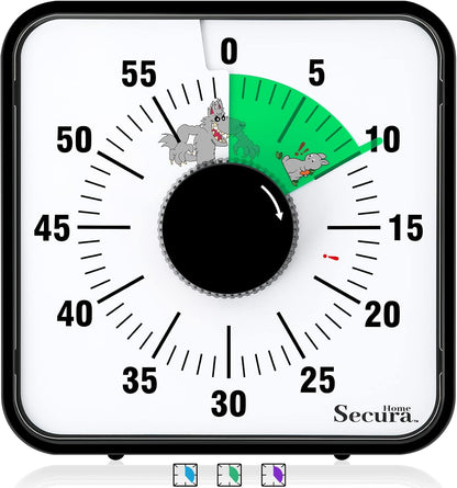 Secura Home 60-Minute Visual Timer, 7.5 Inch Oversize Countdown Timer Clock for Kids and Adults, Durable Mechanical Time Management Tool with Magnetic Backing （Dark Green）