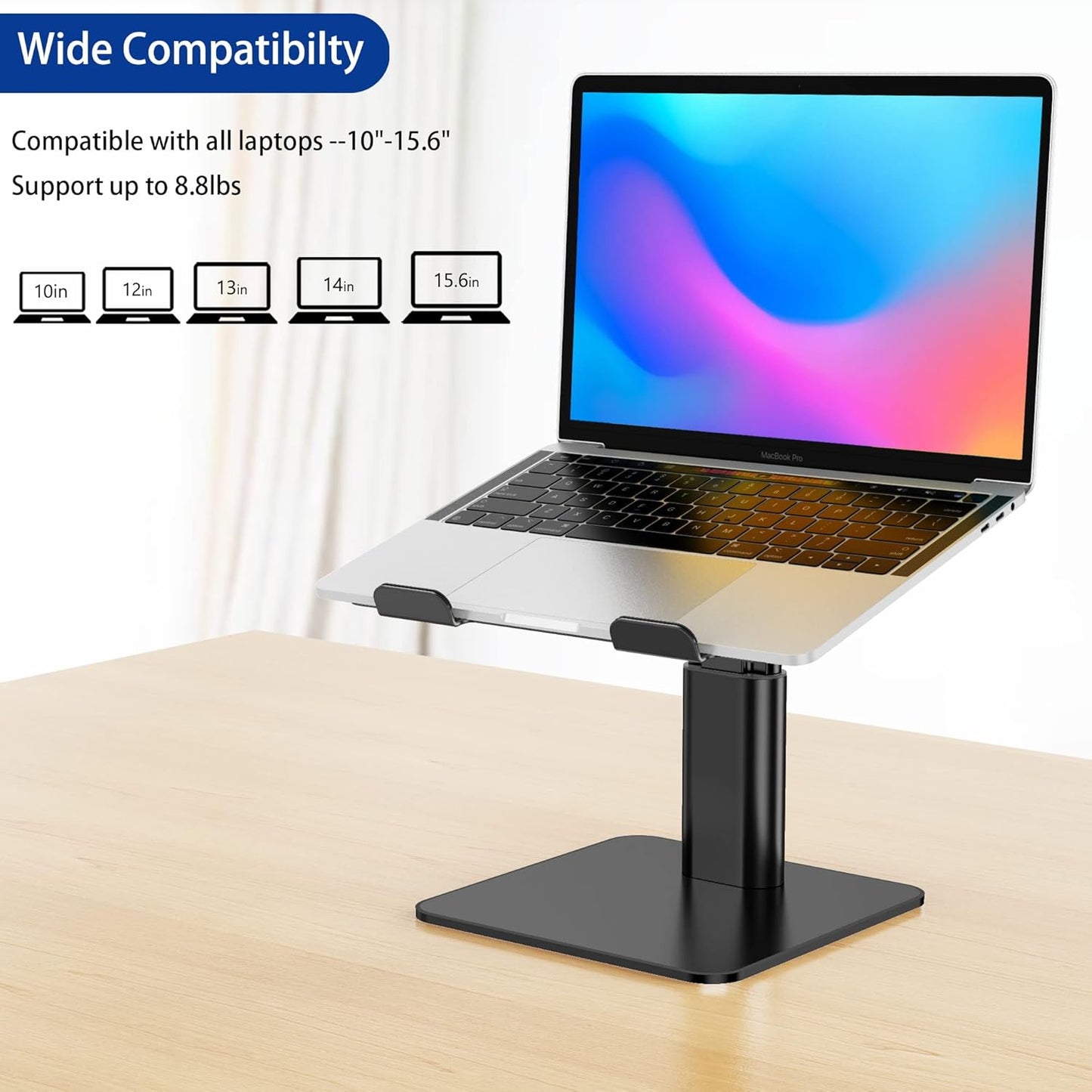 BESIGN LSX6N Laptop Stand, Ergonomic Adjustable Notebook Riser, Computer Holder, Laptop Mount Compatible with 10-15.6" Laptops, Black