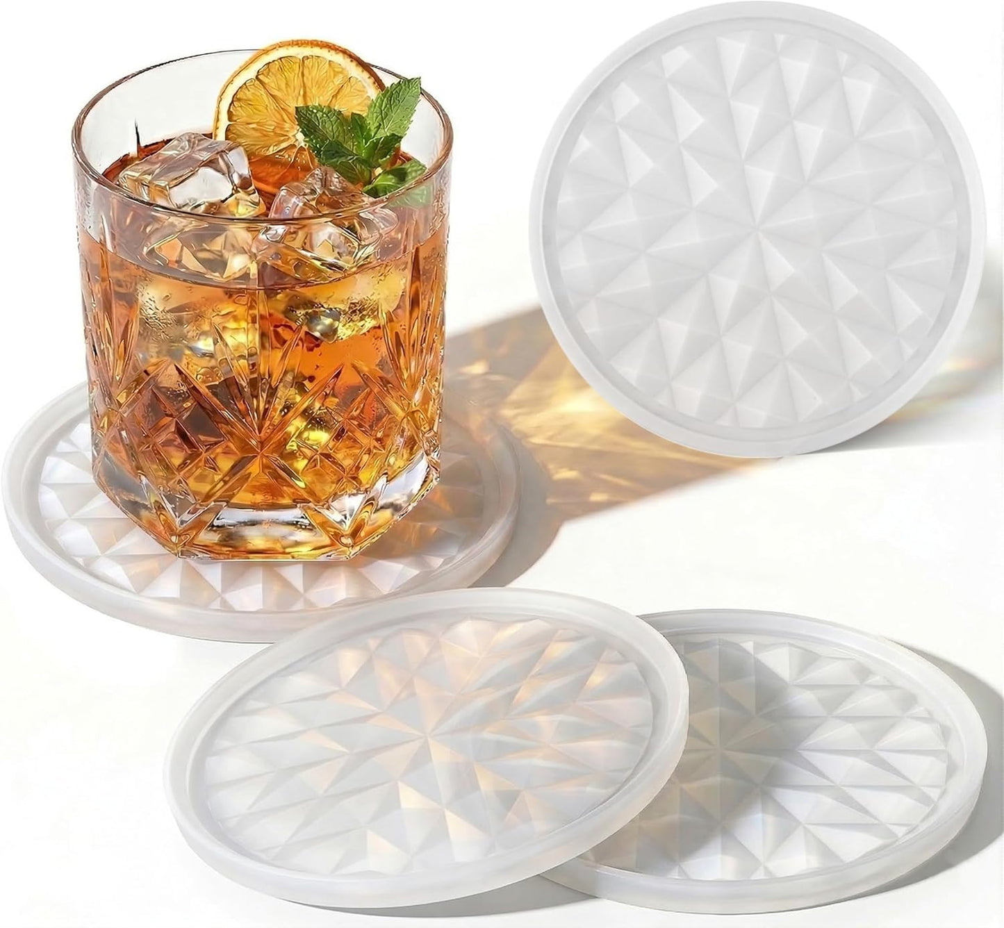 Silicone Coasters for Drinks[4 Pack]- Cup Mat for Tabletop Protection-Non-Slip, Non-Stick, Coffee Table Decor, Great Gift for Any Occasion, Black