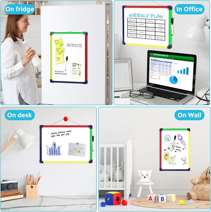 MaxGear Double-Sided Dry Erase Board for Wall, 16"x12" Hanging Whiteboard, Small Dry Erase White Board with 3 Markers and 4 Magnets, Portable Whiteboard for Planning, Drawing, Memo, to Do List