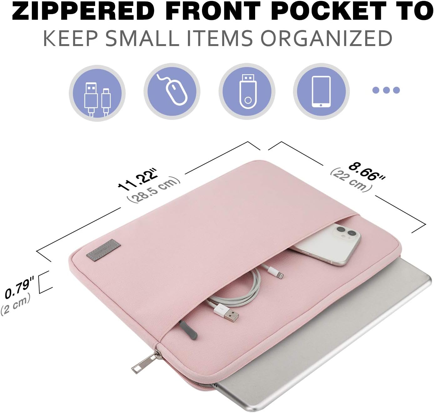 MoKo 9-11 Inch Tablet Sleeve Bag Carrying Case Fits iPad Pro 11 M5/Air M3, iPad A16 2025, i-Pad 10th 10.9, i-Pad 9/8/7th Gen 10.2, iPadAir 5/4th 10.9, Tab S8 11"/Tab A 10.1,Cloudy Pink