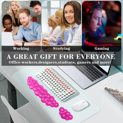 Gel Cloud Keyboard and Mouse Wrist Rest, Cute Wrist Support and Arm Support Keyboard Rest for Keyboard and Mouse Typing Pain Relief，Suitable for Office/Computer/Laptop/Gaming（White）