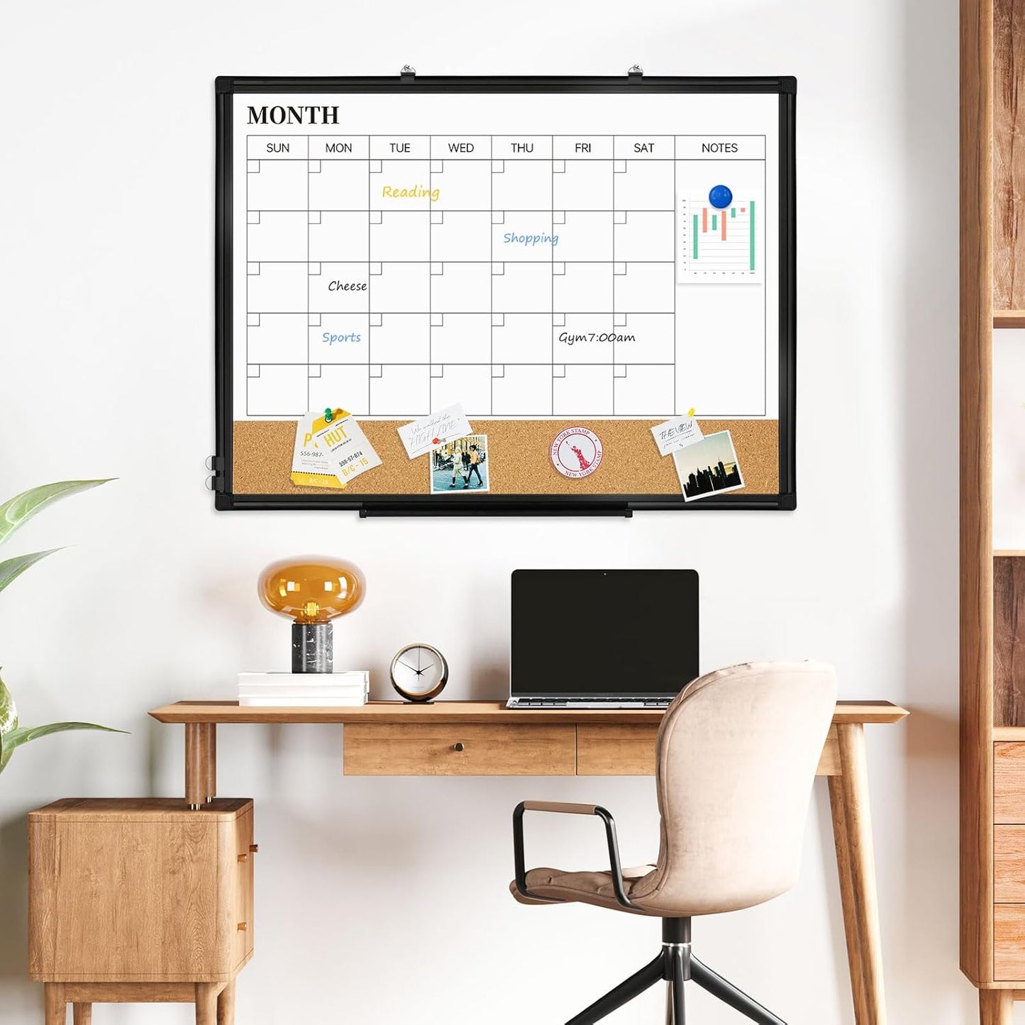 Weekly Calendar Dry Erase Whiteboard for Wall, 24"x18" Magnetic Weekly Planner White Board, Double Sided Hanging Daily Planning Board for Home, Office, School, Kitchen