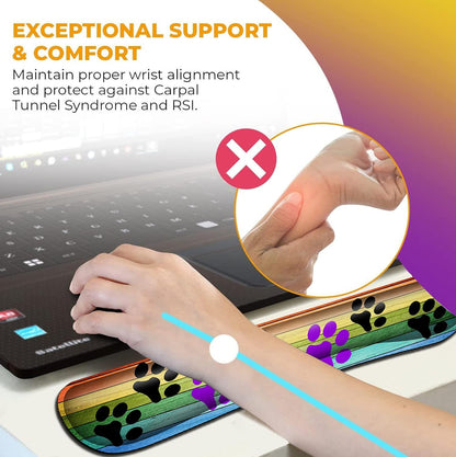Mouse Pad with Wrist Support, Ergonomic Gel Mouse Pad Beautiful Flowers,Pink Hyacinths on Wood Panel，Non-Slip Durable, Memory Foam Keyboard Wrist Rest, Suitable for Office Typing Games