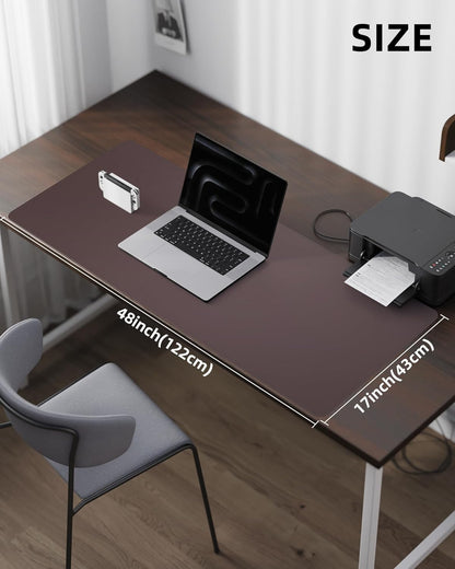AFIING Desk Pad Protector 23.6" x 13.7" - Non-Slip Waterproof PU Leather Desk Mat for Mouse, Keyboard, Laptop, Office and Home Workspace (Beige)