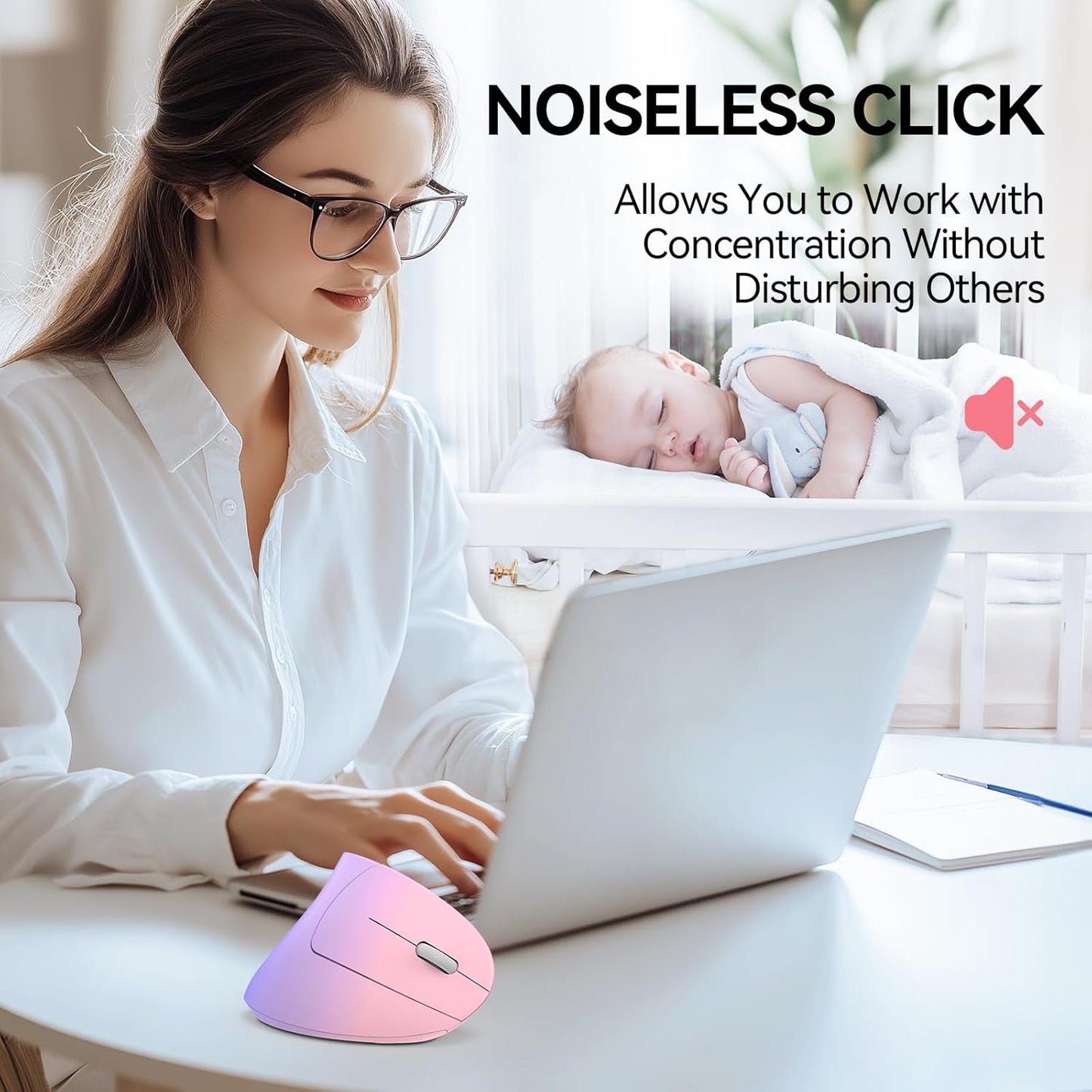 TECKNET Ergonomic Mouse, Wireless Bluetooth Vertical Mouse, 4800 DPI Optical Tracking, 6 Adjustable DPI, Quiet Clicks, 2.4GHz with USB A Receiver, 12 Months Battery, 6 Buttons, Wide Compatibility