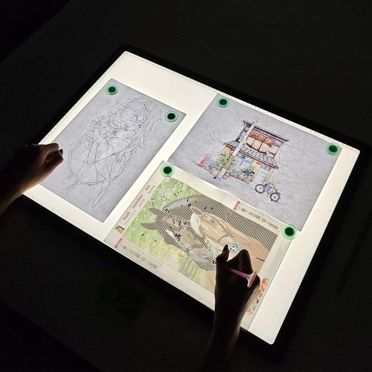 TOHETO Rechargeable A4 Light Board with Stand, Super Bright Magnetic Light Pad with Side Buttons, Wireless Light Box for Tracing and Drawing, Cordless LED Light Table for Diamond Painting, Sketching