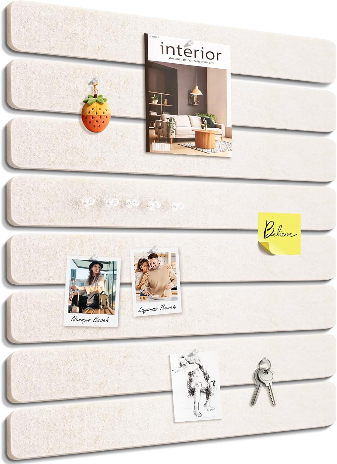 Small Cork Bulletin Board Tiles, Felt Wall Decor and Office Desk Accessories for Vision, Message Center, Picture and Prayer Board, Dorm, Room, Home Office Essentials and Organization(Linen Dusk)