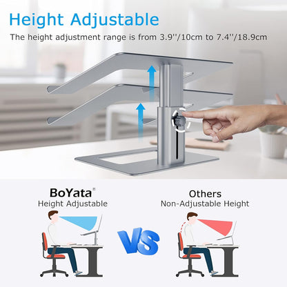BoYata Laptop Stand, Ergonomic Aluminum Height Adjustable Computer Stand Laptop Holder for Desk, Compatible with MacBook Pro/Air, Dell, Lenovo, HP, Samsung, More Laptops 11-17"