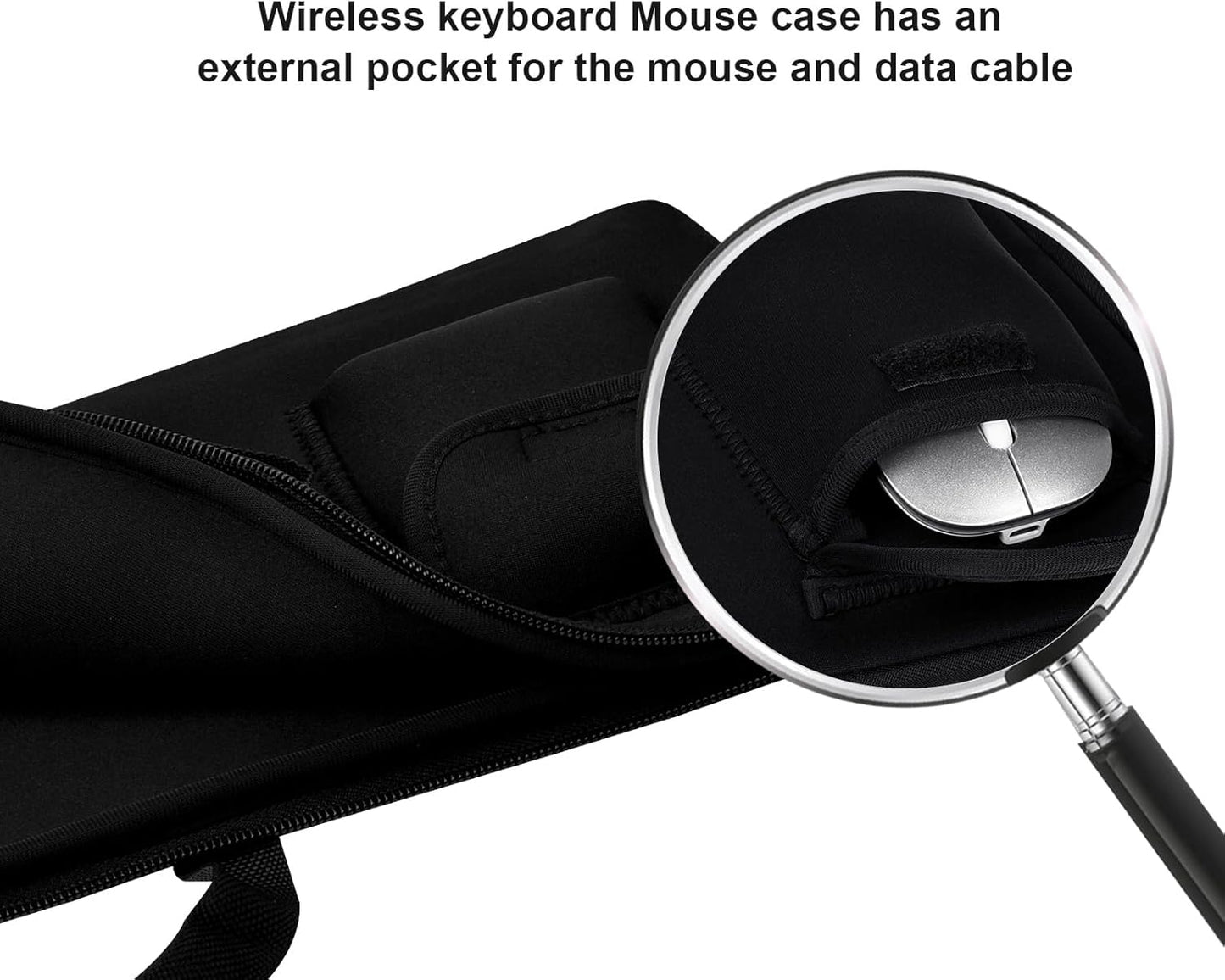 Keyboard Sleeve Travel Case for Logitech MK250 Wireless Keyboard Mouse Combo,Rugged Neoprene Construction Zipper Mouse Storage and Cable Storage Pouch(Black)