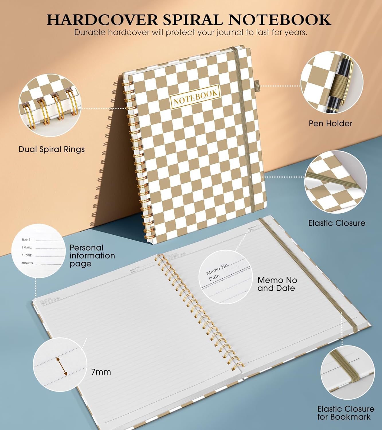 Dotted Notebook, Spiral Notebook Journal 8.5” x 11”, A4 Large Dot Grid Notebooks for Women Men, 100 GSM Dotted Paper, Plastic Hardcover Spiral Bullet Journals for Work School Sketching, Green
