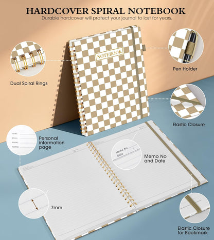 Dotted Notebook, Spiral Notebook Journal 8.5” x 11”, A4 Large Dot Grid Notebooks for Women Men, 100 GSM Dotted Paper, Plastic Hardcover Spiral Bullet Journals for Work School Sketching, Green