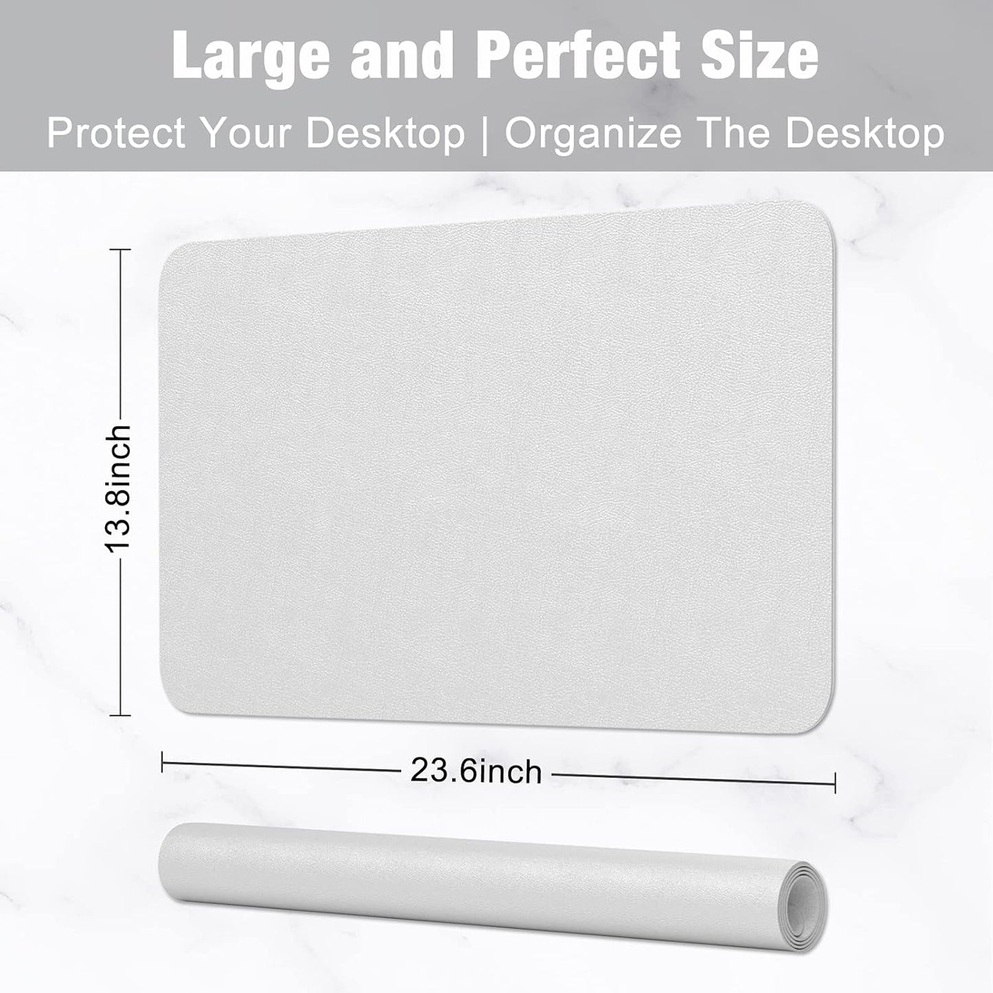 Hsurbtra Desk Pad, 23.6" x 13.8" PU Leather Desk Mat, M Extended Mouse Pad, Waterproof Desktop Blotter Protector, Non-Slip Ultra Thin Small Laptop Keyboard Writing Mat for Office Home, Pink