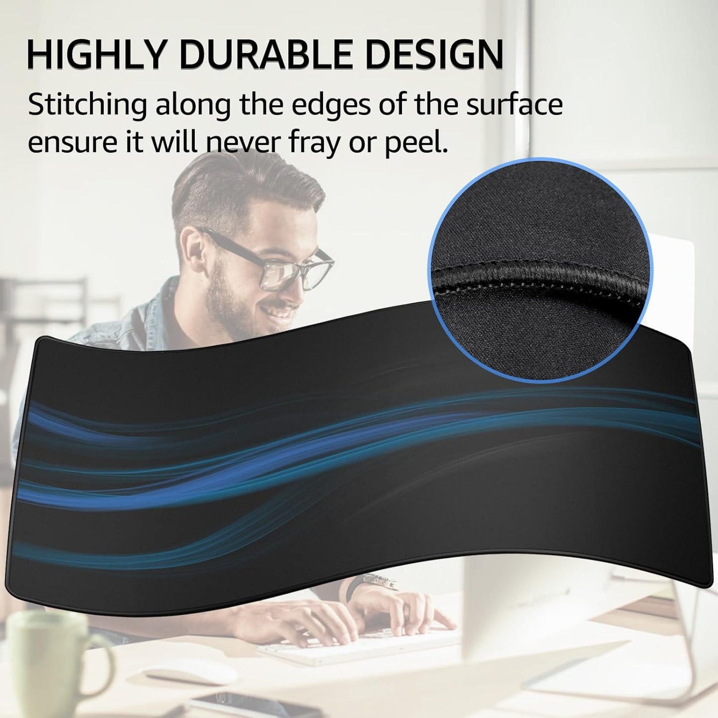 KTRIO Large Gaming Mouse Pad Desk Mat, Superior Micro-Weave Cloth for Precise Mouse Control, Non-Slip Rubber Base, Stitched Edges, Water-Resistant, for Gamer, Office & Home, 31.5" x 11.8" inches