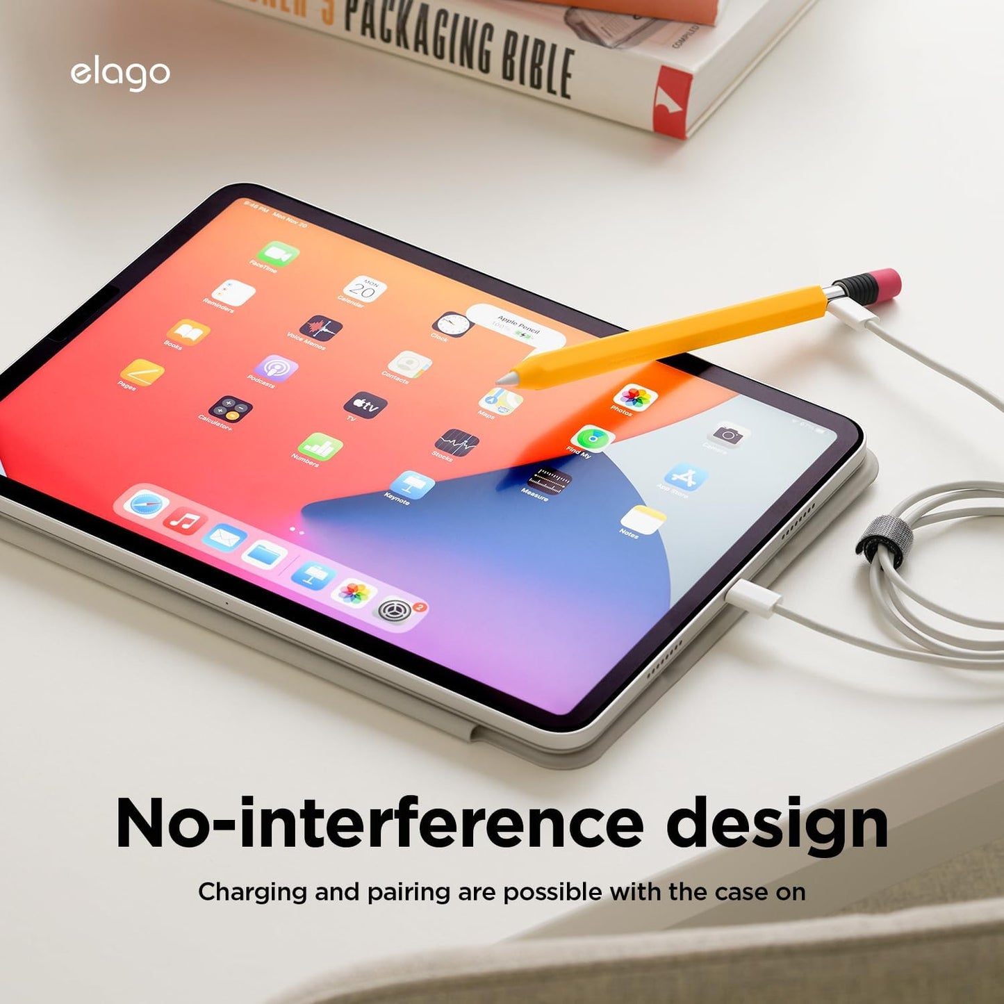 elago Classic Pencil Case Compatible with Apple Pencil (USB-C), Perfect Grip, Protective Skin, Silicone Sleeve, Supports Magnetic Attachment [Yellow]