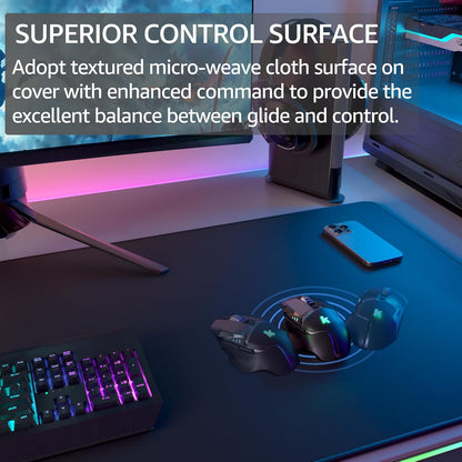 KTRIO Large Gaming Mouse Pad Desk Mat, Superior Micro-Weave Cloth for Precise Mouse Control, Non-Slip Rubber Base, Stitched Edges, Water-Resistant, for Gamer, Office & Home, 31.5" x 11.8" inches