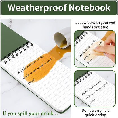 COIDEA 3 Pack Waterproof Notebook, 3 x 5 Pocket Notepad, All Weather Small Pocket Notebook Paper, Mini Spiral Notepad Police Notepad 100 Lined Pages for Outdoor Office