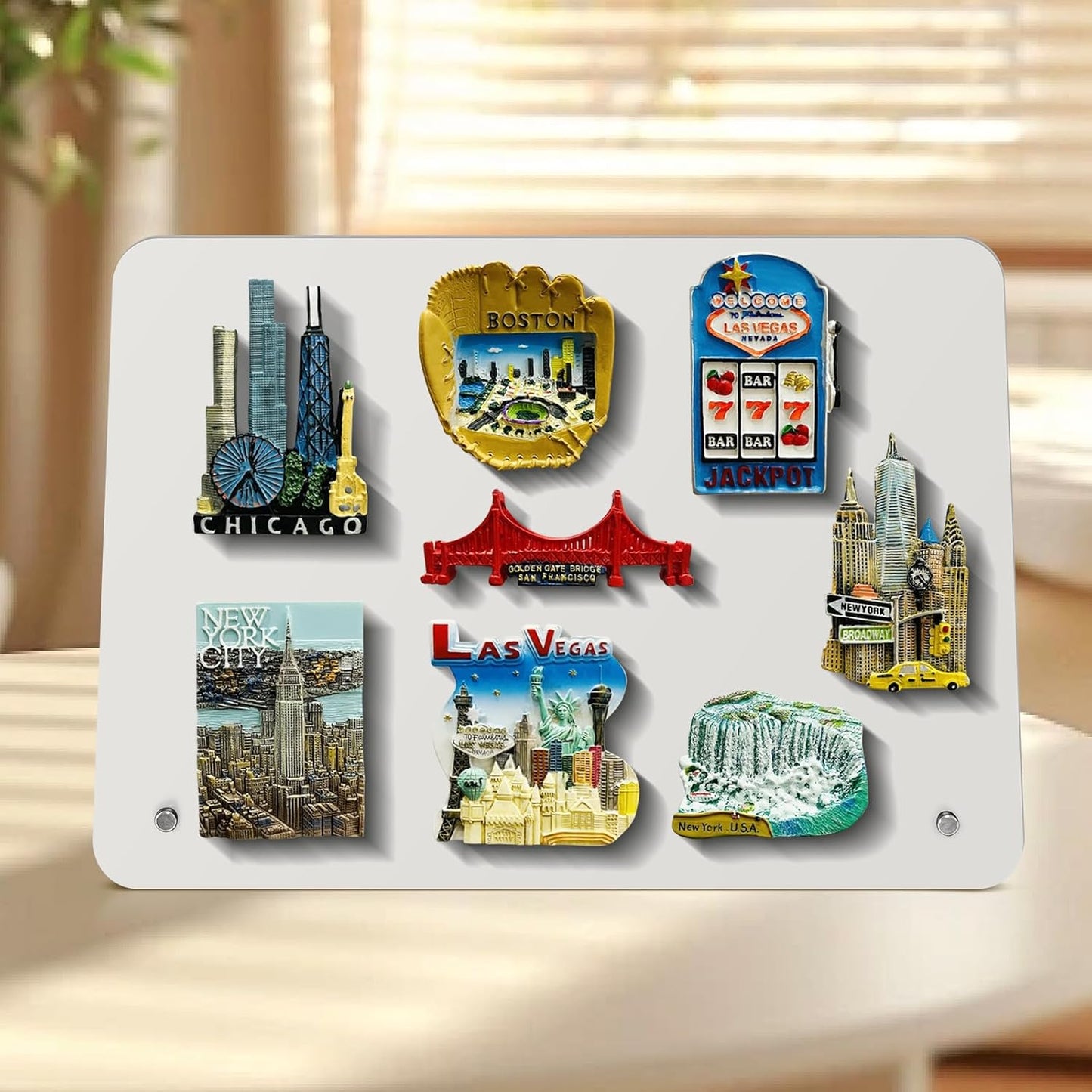 Magnetic Metal Display Bulletin Board - 2 Pack 11x8Inch Magnet Display Stand with 6 Magnets for Displaying Memos Messages Photos in Home School Kitchen Office （ Black Vertical）