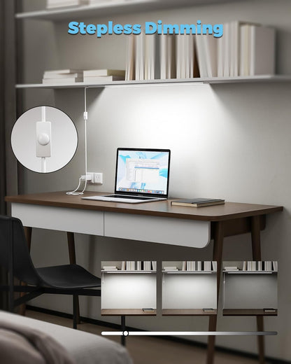 ASOKO Under Cabinet Led Lighting, 12 Inch Light Strip Bar, Daylight White 5000K Dimmable Plug in USB Light, Small Thin Led Under Counter Lighting for Kitchen/Room/Shelf/Desk/Display Case