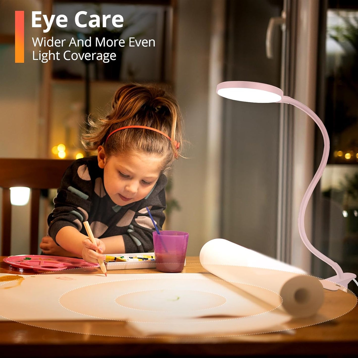 iFalarila Reading Light with Remote, LED Desk Lamp Clip on [1H Timer & Nightlight] RA>95 Dimmable Flexible Gooseneck, Reading Lamp with Clamp for Table - 3.5'' (Adapter Included)