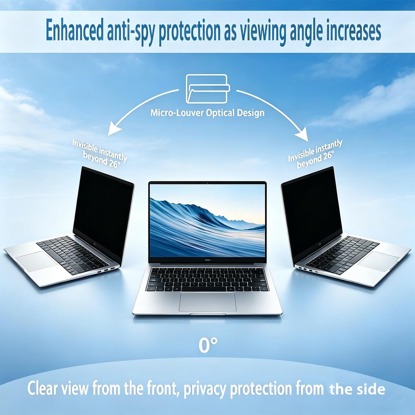 Laptop Privacy Screen 16.1 inch 16:9, 26° Anti Peeping Removable Anti Glare Blue Light Filter Compatible with All 16.1” 16:9 Laptops Portable Monitors