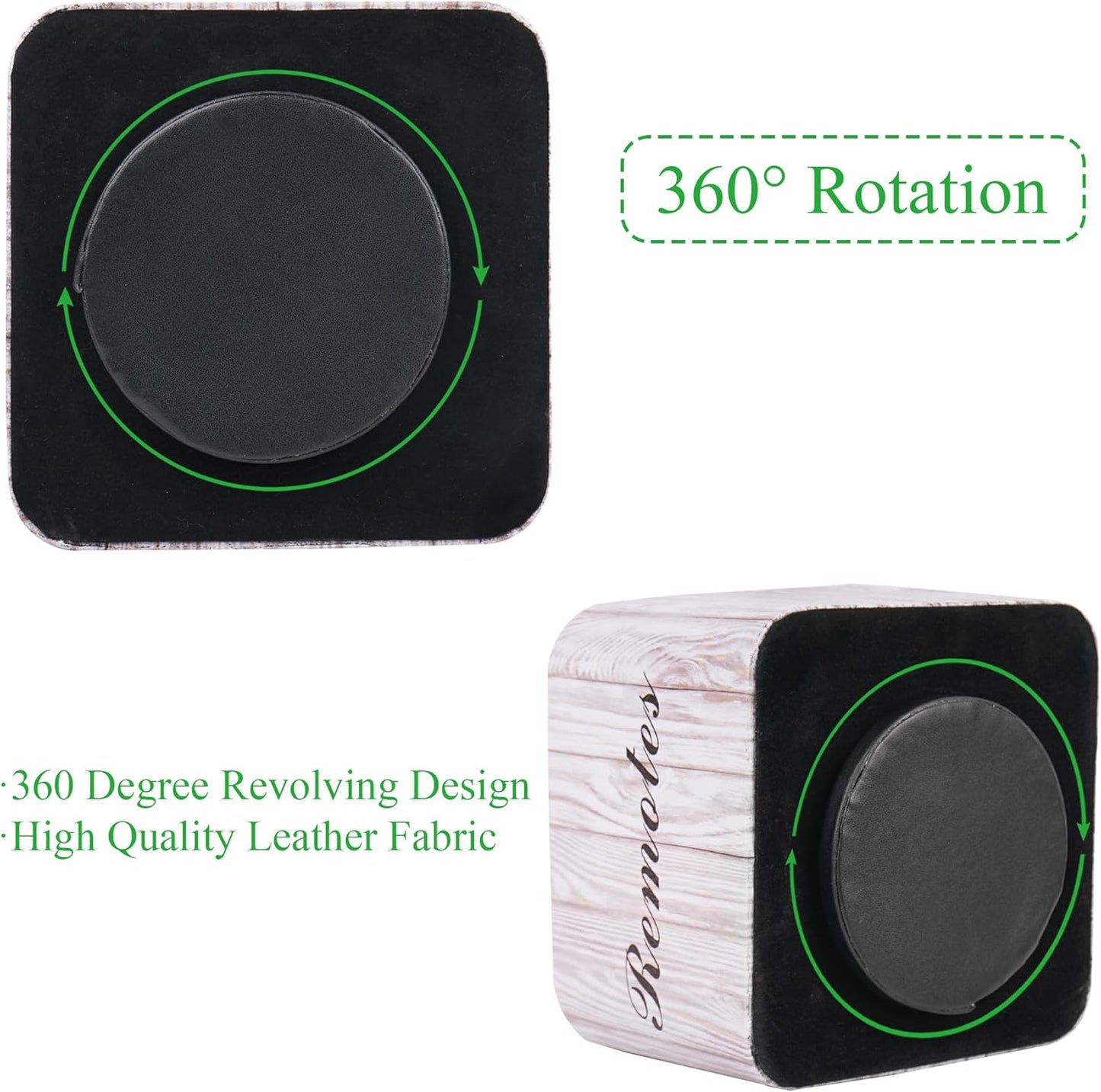 Round Leather Art Supply Organizer,Remote Control Holder,360 Degree Rotating,Multi-Functional Pencil Holder,4 Compartments Desktop Stationary Organizer(1-Fractal Flower) | Round - Colors A