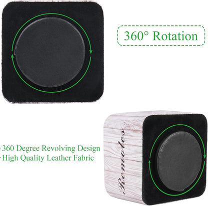 Round Leather Art Supply Organizer,Remote Control Holder,360 Degree Rotating,Multi-Functional Pencil Holder,4 Compartments Desktop Stationary Organizer(1-Fractal Flower) | Round - Colors A