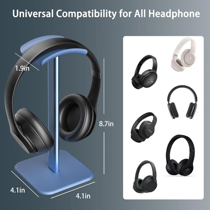 Headphone Stand for Desk - Headset Stand with Aluminum Hanger and Plastic Headrest, Headphone Holder for AirPods Max, Sony, Bose, Beats and More (Black)