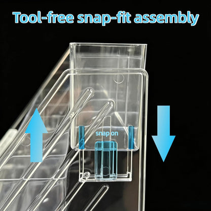 3-Tier Acrylic Desk Organizer, Multi-Slot Marker & Pen Storage Holder, Clear Vertical Desktop Stationery Rack for Small Art Supplies, Compact Office & Home Workspace Organizer