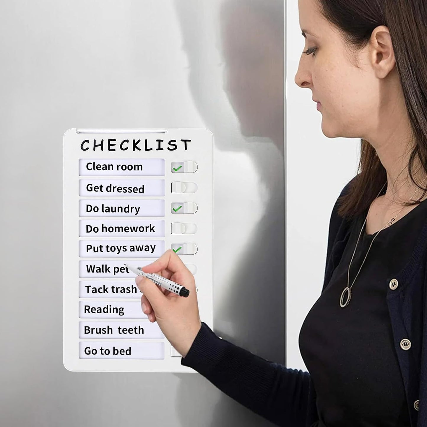 Dry Erase Chore Chart, Standable Whiteboard Checklist Board, Chore Chart for Kids Routine Chart with a Pen (Standable)