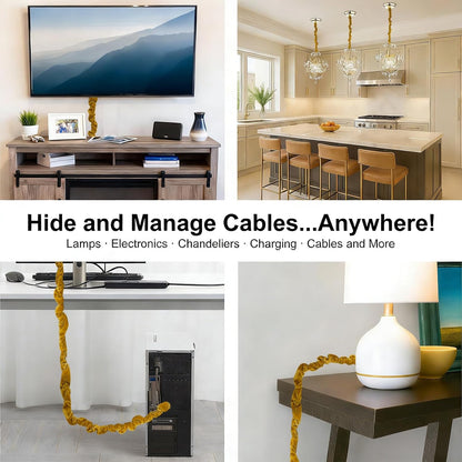 Chandelier Cord Cover Gray 2 Pack with Touch Fasteners,70.8inches Brushed Polyester Fabric Chain Sleeve for TV Cord Cover Decorative Wire Hider Easy Install Convenient for Wire Management