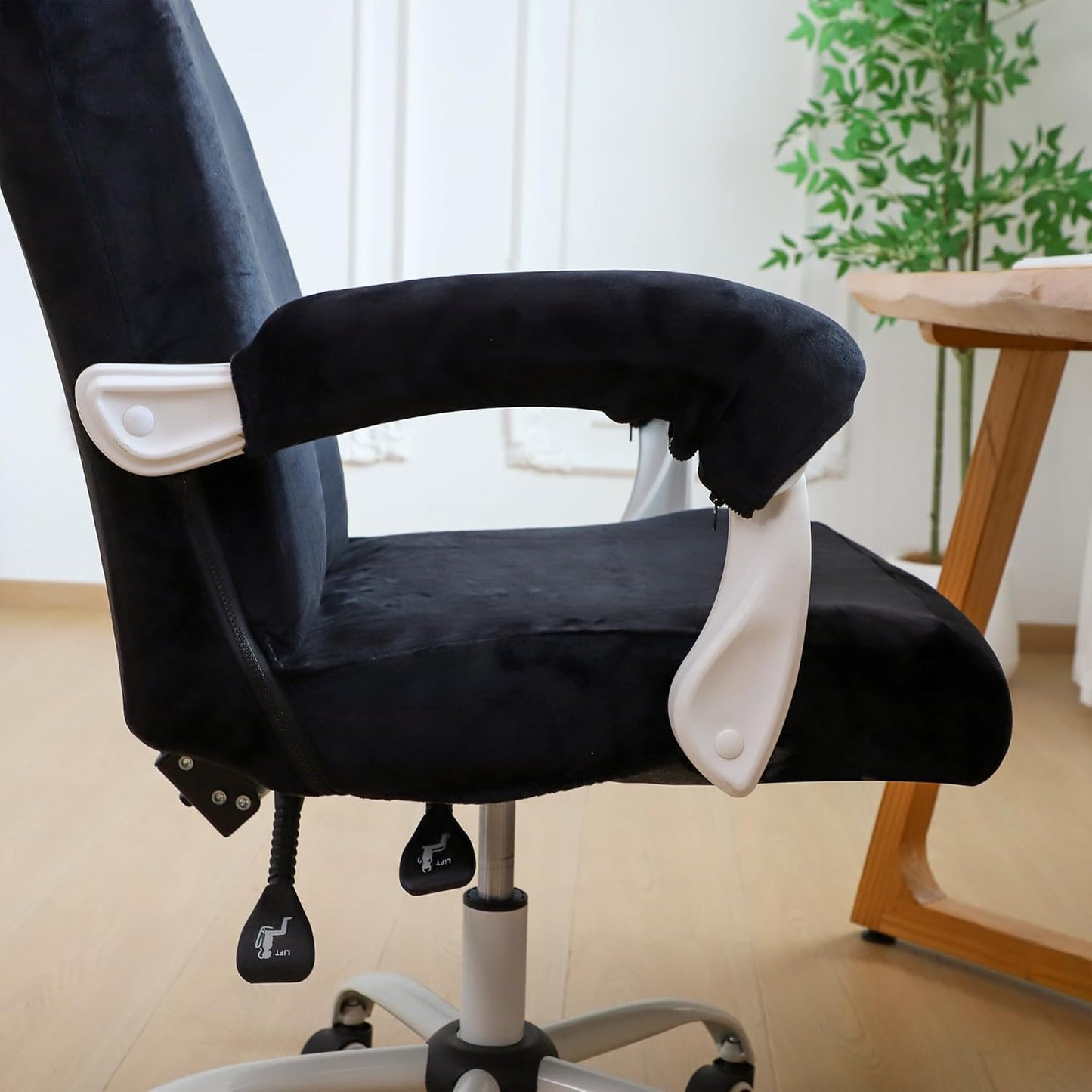 FORCHEER Office Chair Armrest Covers 12-15 Inch Velvet Elastic Black Arm Rest Covers for Desk Computer Chairs Washable