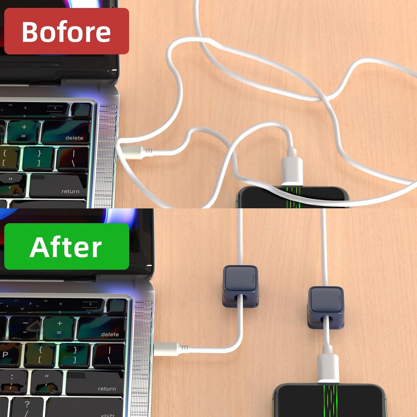 8 Pack Cord Organizer Holder,Costop Strong Adhesive Desk Cable Management Magnetic Easy Open,Organize Phone Charging Cords Wire Holder Organizer Neatly for Home,Office,Car,Desk,Nightstand