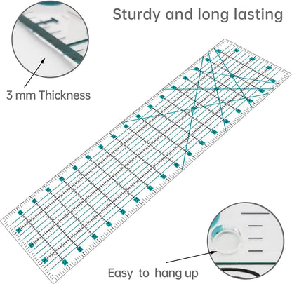 Headley Tools Rotary Cutter Set - 45mm Fabric Cutter, 5 Extra Rotary Blades, A3 Cutting Mat, Quilting Ruler and Sewing Clips, Craft Knife Set, Ideal for Crafting, Sewing, Patchworking, Purple