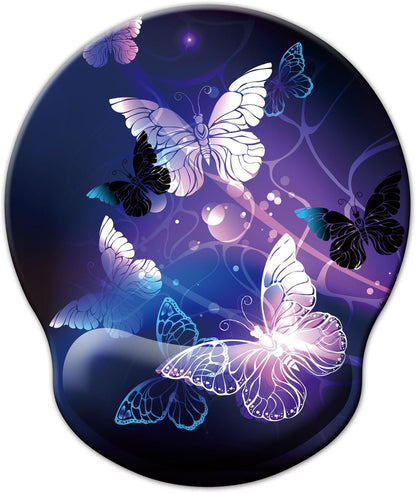Mouse Pad with Wrist Support, Ergonomic Mouse Pad with Memory Foam Wrist Rest Cushion, Non-Slip Rubber Base Gaming Mice Pad for Home Office Computer Laptop, Flowers Grass