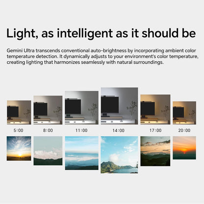 Gemini Ultra Monitor Light Bar, Computer Screen Monitor Light Lamp Eye-Care Desk Lamp, Stepless Dimming Brightness & Color Temperature, No Screen Glare, Space Saving for Home Office Gaming