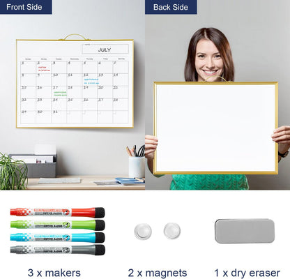 TSJ OFFICE Small Whiteboard Cork-Board - 16" X 12" Portable Aluminum Black Framed Magnetic Dry Erase Board, Small Bulletin Cork Board with Holder for Office, Home and School