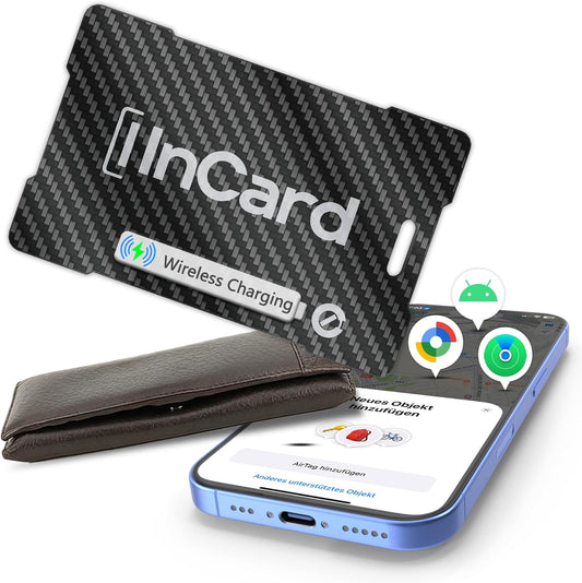 Ultra-Thin Air Tag 0.07in Wallet Tracker (Both iOS and Android) IP68 Bluetooth GPS Tracker for Bags Passport Works with Apple Find My (Apple MFi Certified) & Google Find My Device - Wireless Charging