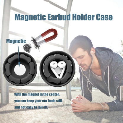 MAIRUI Wired Earbud Case Earphone Headphone Cord Organizer Earbuds Wrap Soft Silicone Magnetic Holder Storage Tangle Free Cable Winder(Red)