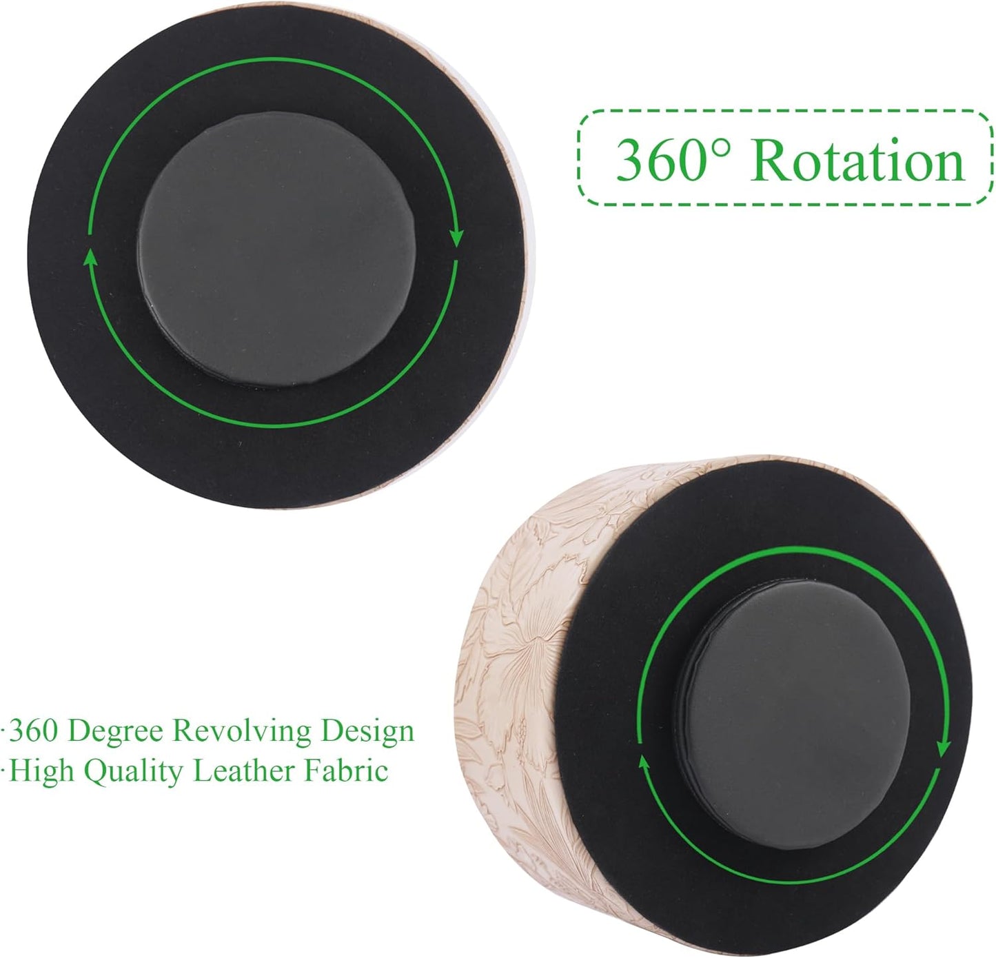 Round Leather Art Supply Organizer,Remote Control Holder,360 Degree Rotating,Multi-Functional Pencil Holder,4 Compartments Desktop Stationary Organizer(1-Fractal Flower) | Round - Colors A