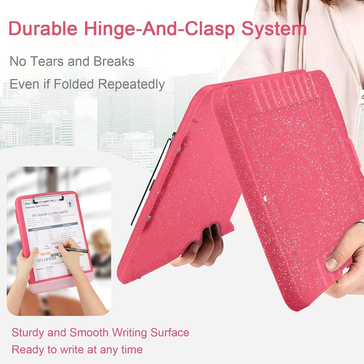 Glitter Clipboard with Storage,Storage Clipboard with Pen Holder,A4 Binder Clip Boards 8.5x11 with Low Profile Clip,Side Opening Sparkle Clipboards, Clipboards Folder for Office Supplies-Starry Black
