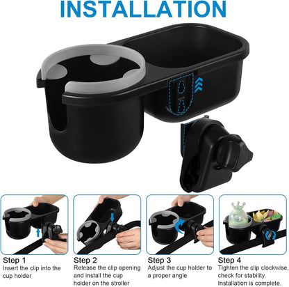 Accmor Stroller Cup Holder, Universal Cup Holder for Uppababy Nuna Doona Strollers, Bottle Drinks Holder for Wheelchair, Walker, Bike, Scooter