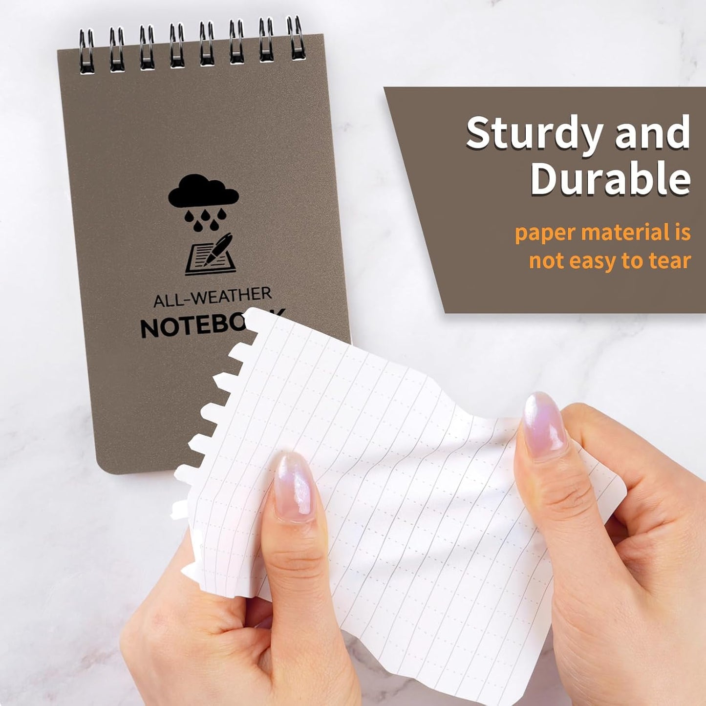 COIDEA 3 Pack Waterproof Notebook, 3 x 5 Pocket Notepad, All Weather Small Pocket Notebook Paper, Mini Spiral Notepad Police Notepad 100 Lined Pages for Outdoor Office