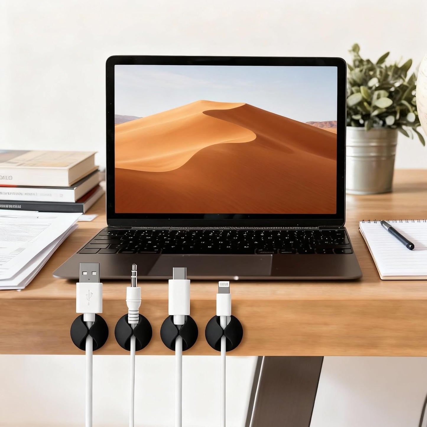 Cord Cable Organizer Clips, 4 Pack Charging Wire Cable Holder With Power Strip Holder for Desk Nightstand Phone
