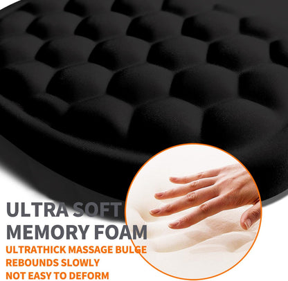 Ergonomic Joint Wrist Support Mouse Pad with Memory Foam Cushion Massage Bump, Carpal Tunnel Pain Relief Mousepad Slope Design for Wrist Rest, 11.8x7.9 in, Black