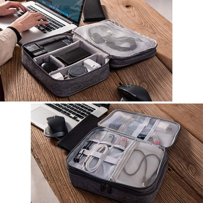OrgaWise Electronics Organizer, Electronic Accessories Bag Travel Cable Organizer Three-Layer for iPad Mini, Kindle, Hard Drives, Cables, Chargers
