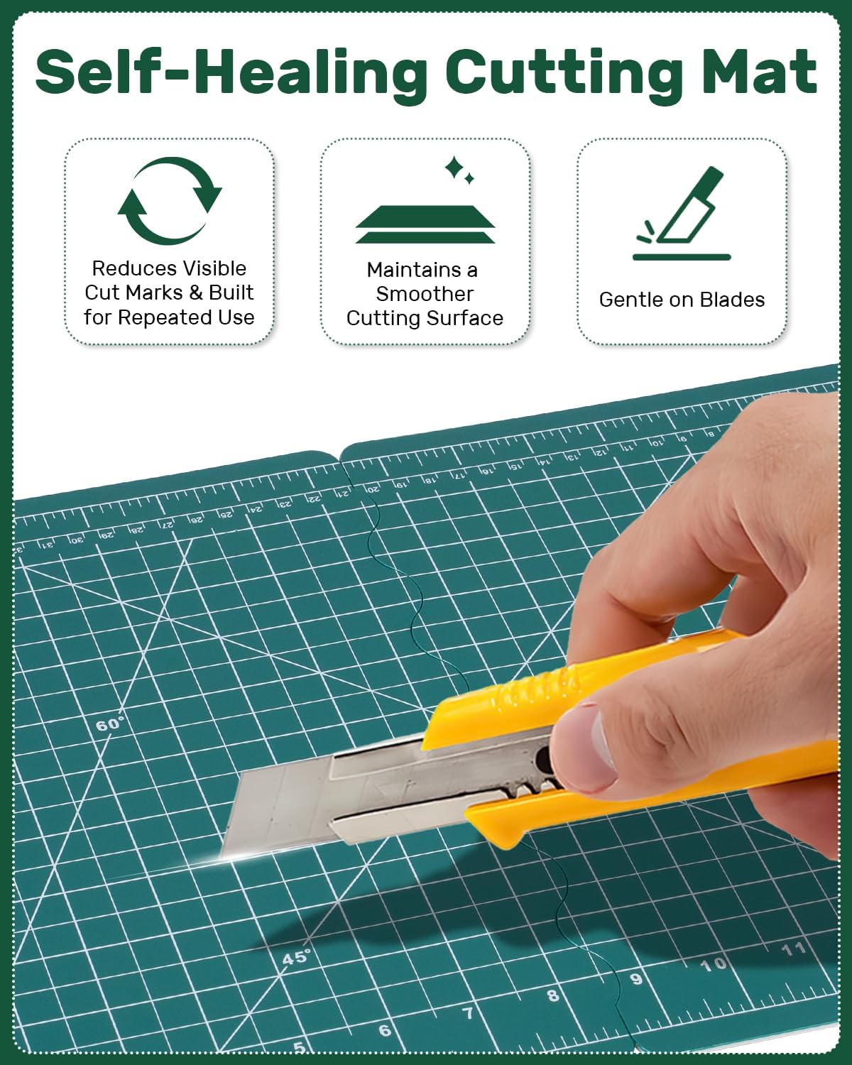 Self Healing Cutting Mat, 17" x 23", Double-Sided Rotary Cutting Mat for Sewing, Quilting, Scrapbooking & Craft, Large Craft Cutting Board for Hobby Use(A2)