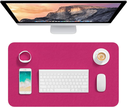 Hsurbtra Desk Pad, 23.6" x 13.8" PU Leather Desk Mat, M Extended Mouse Pad, Waterproof Desktop Blotter Protector, Non-Slip Ultra Thin Small Laptop Keyboard Writing Mat for Office Home, Pink