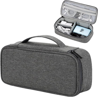 Teskyer Tech Organizer Pouch – Portable Waterproof Electronics Bag with Compartments for Cables, Chargers, Earbuds & Phone (Black)
